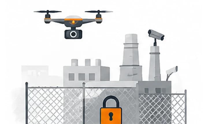 Industrial security drone illustration