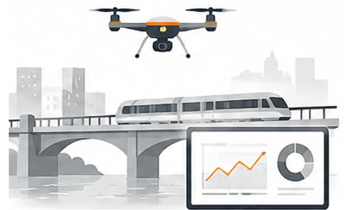 Infrastructure monitoring drone illustration