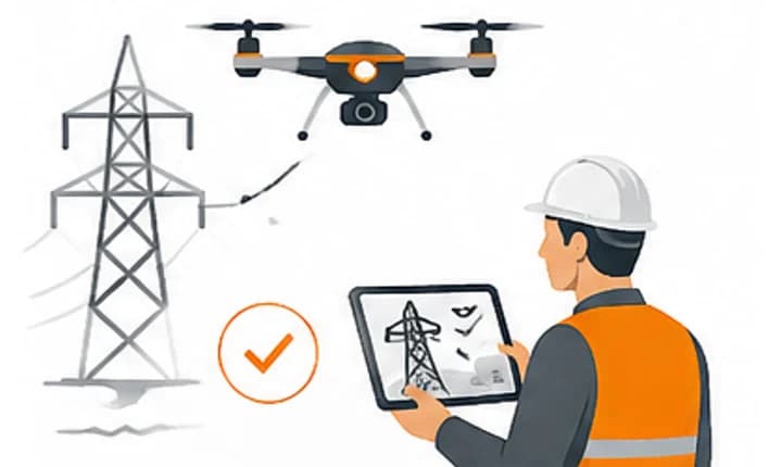 Powerline inspection drone illustration